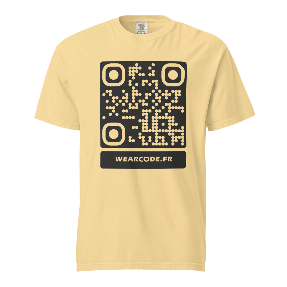 T-shirt QR code personnalisé heavyweight teinté pièce — coupe boxy — Beurre