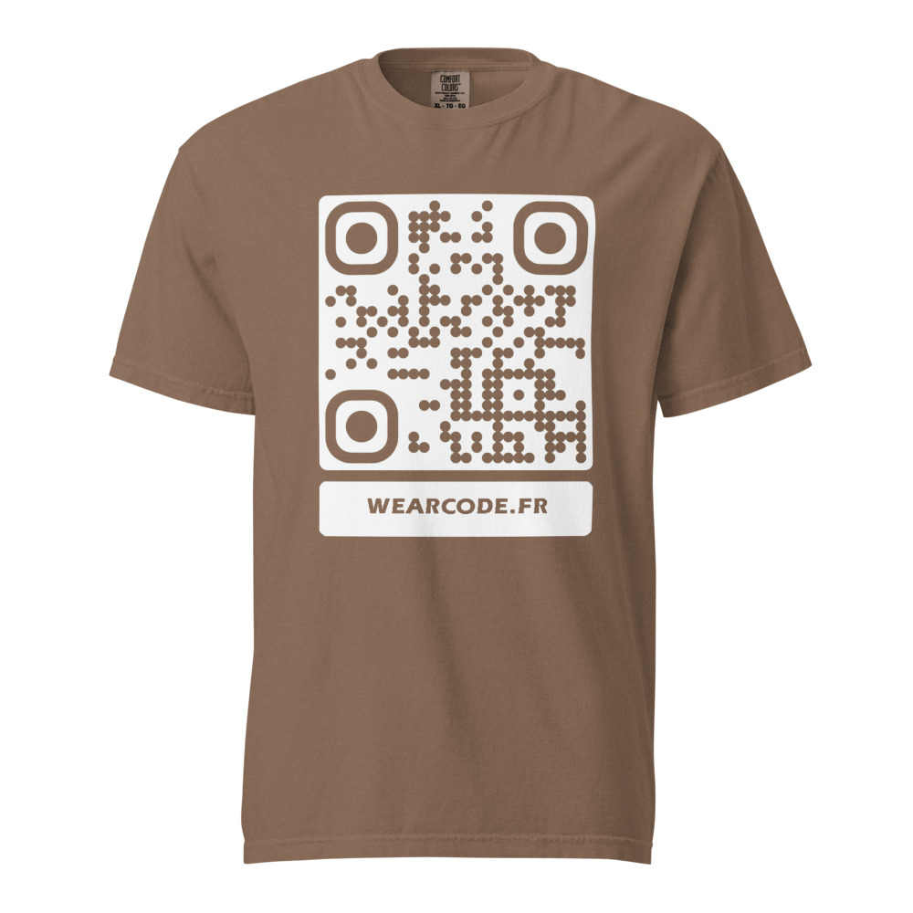T-shirt QR code personnalisé heavyweight teinté pièce — coupe boxy — Espresso
