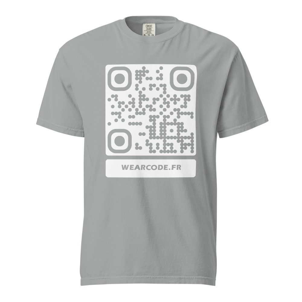 T-shirt QR code personnalisé heavyweight teinté pièce — coupe boxy — Granit
