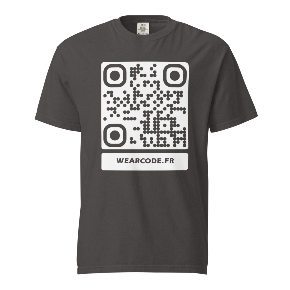 T-shirt QR code personnalisé heavyweight teinté pièce — coupe boxy — Graphite