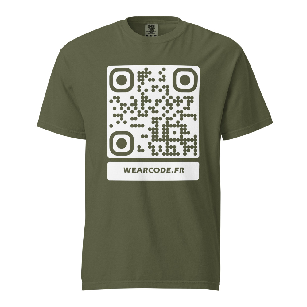 T-shirt QR code personnalisé heavyweight teinté pièce — coupe boxy — Chanvre