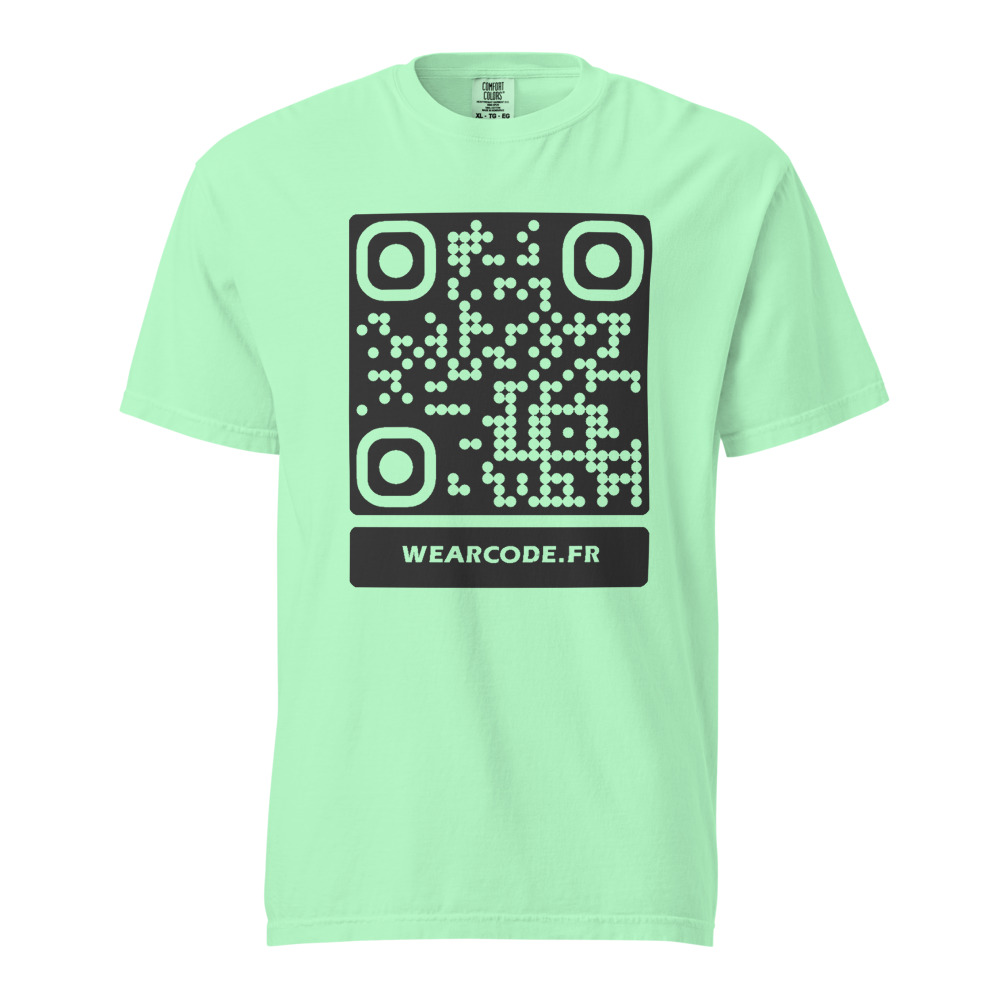 T-shirt QR code personnalisé heavyweight teinté pièce — coupe boxy — Récif