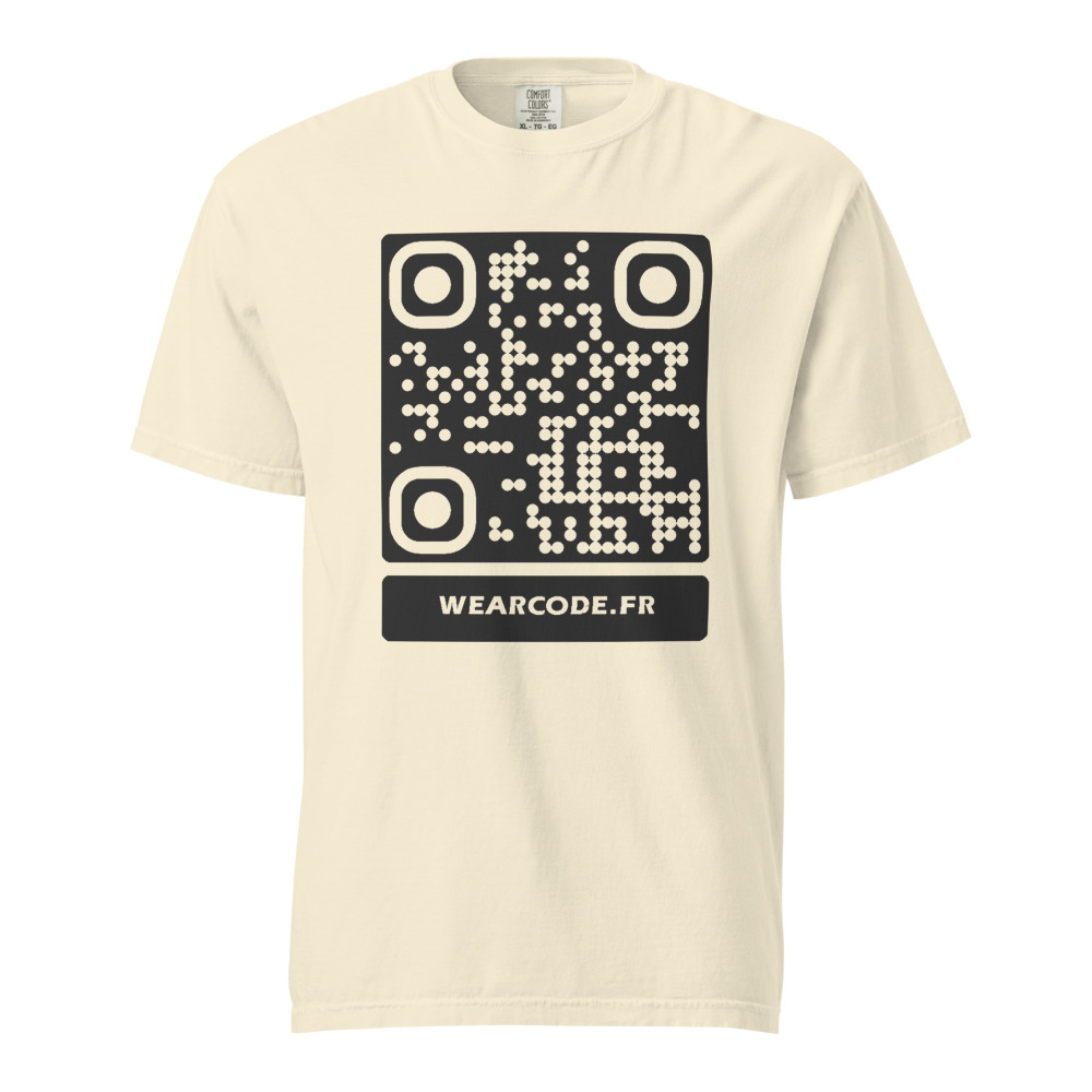T-shirt QR code personnalisé heavyweight teinté pièce — coupe boxy — Ivoire