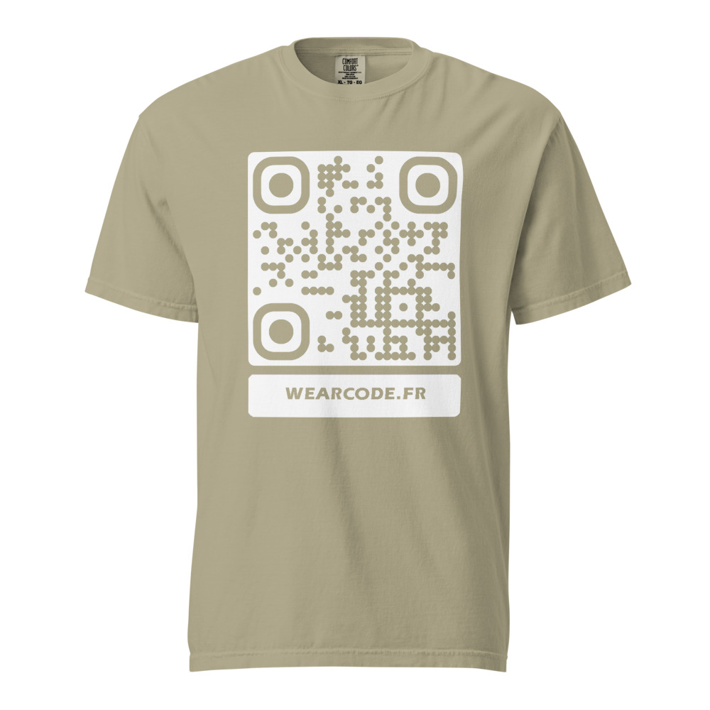T-shirt QR code personnalisé heavyweight teinté pièce — coupe boxy — Kaki