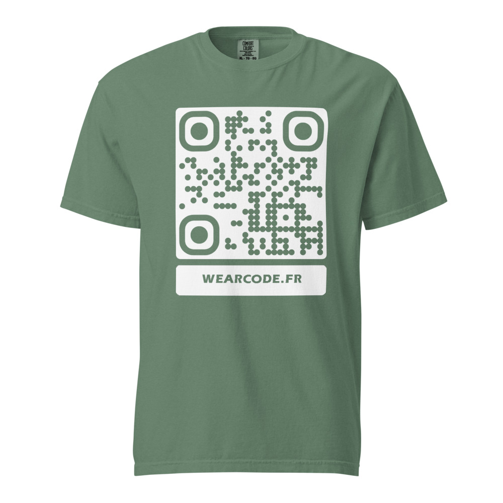 T-shirt QR code personnalisé heavyweight teinté pièce — coupe boxy — Vert Clair