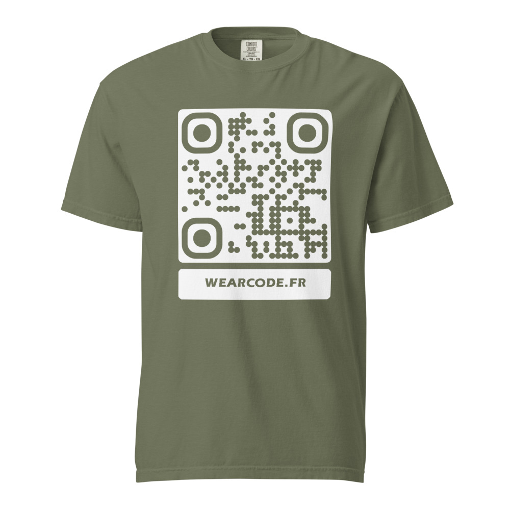 T-shirt QR code personnalisé heavyweight teinté pièce — coupe boxy — Mousse