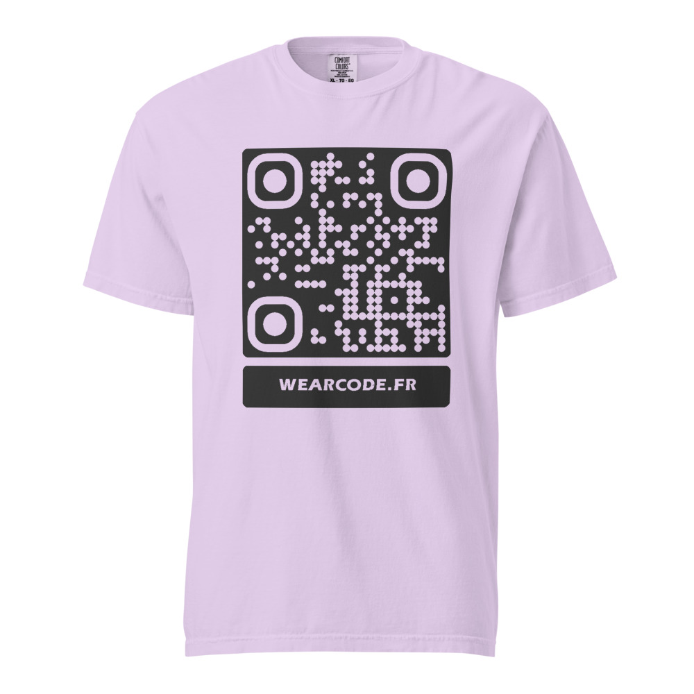 T-shirt QR code personnalisé heavyweight teinté pièce — coupe boxy — Orchidée
