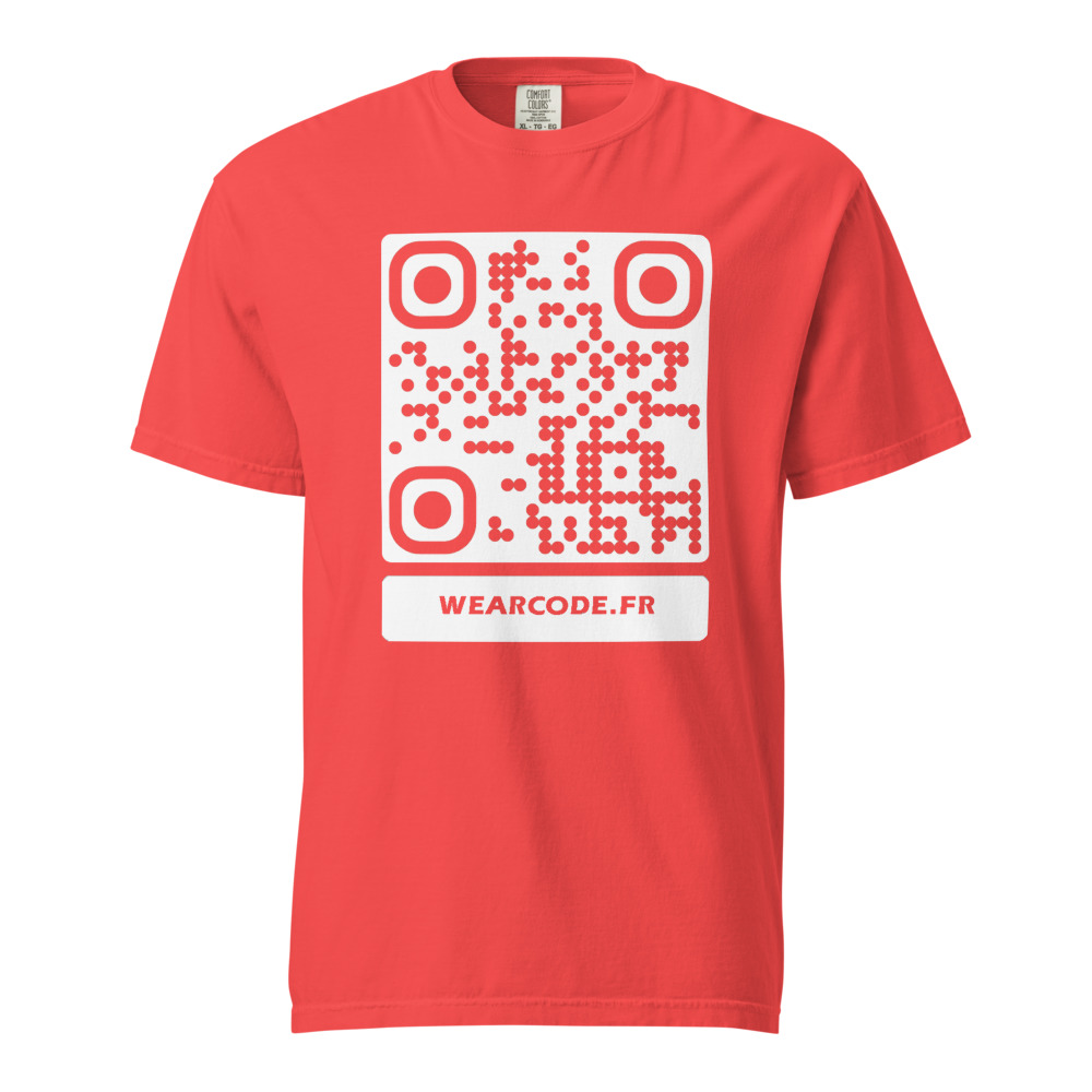 T-shirt QR code personnalisé heavyweight teinté pièce — coupe boxy — Paprika