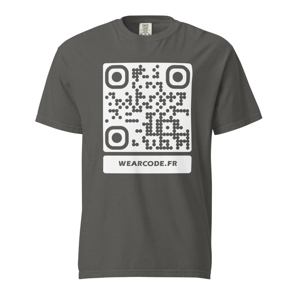 T-shirt QR code personnalisé heavyweight teinté pièce — coupe boxy — Poivre