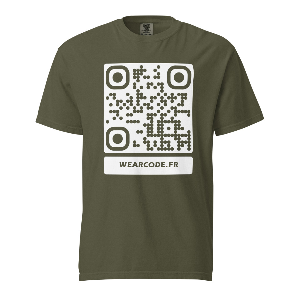 T-shirt QR code personnalisé heavyweight teinté pièce — coupe boxy — Sauge