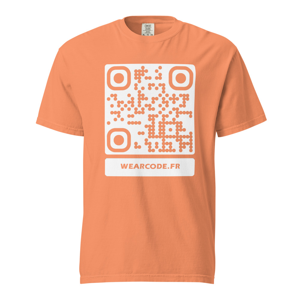 T-shirt QR code personnalisé heavyweight teinté pièce — coupe boxy — Terracotta