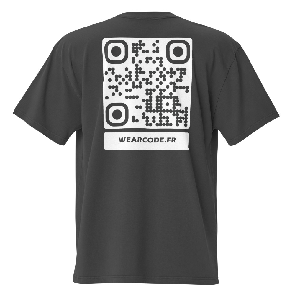 T-shirt oversize QR code personnalisé homme — drop-shoulder délavé