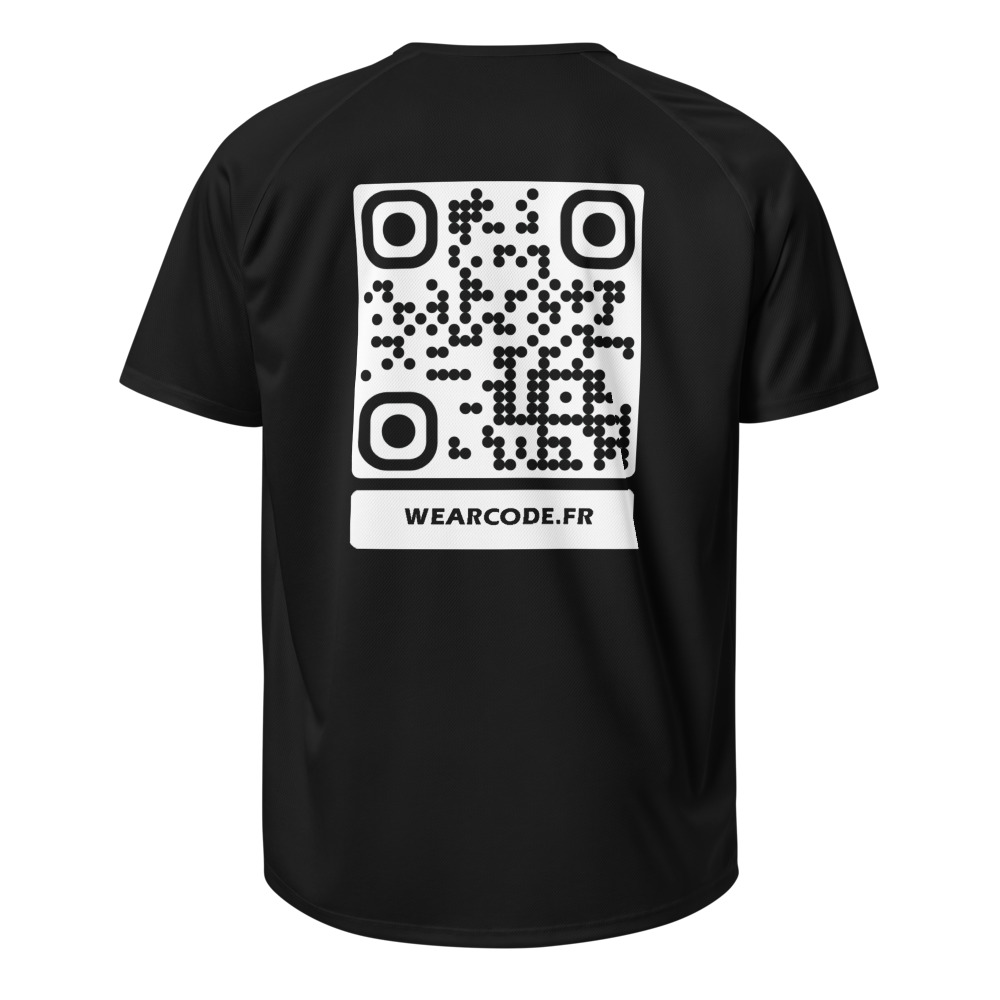 Maillot sport QR code personnalisé — performance équipe – Noir
