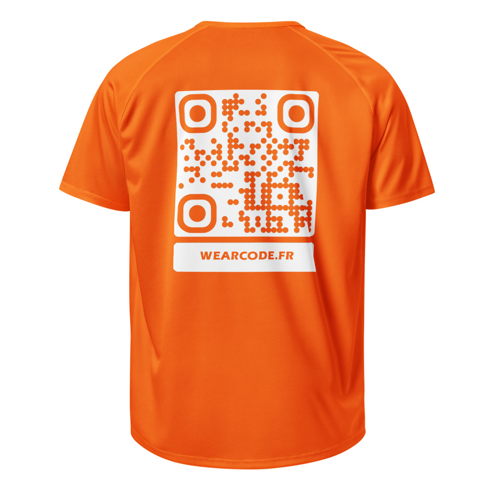 Maillot sport QR code personnalisé — performance équipe — Orange Fluo