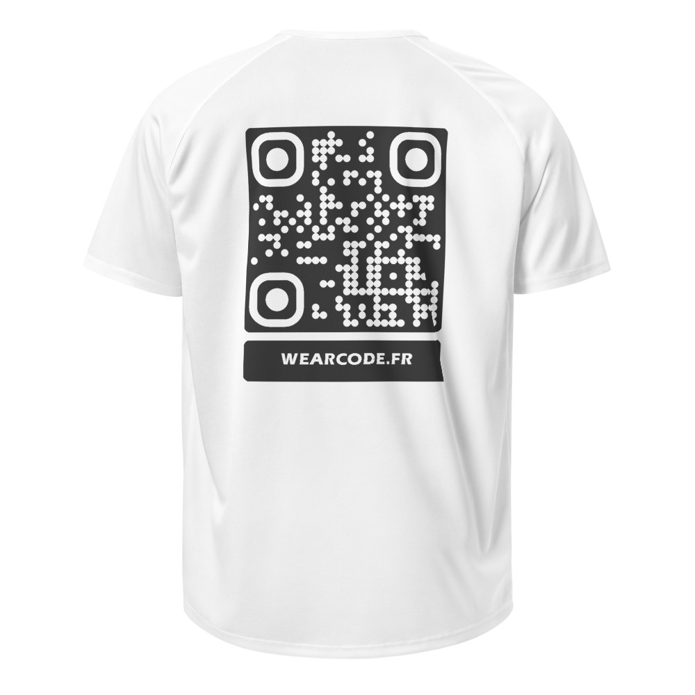 Maillot sport QR code personnalisé — performance équipe — Noir / Blanc / Blanc