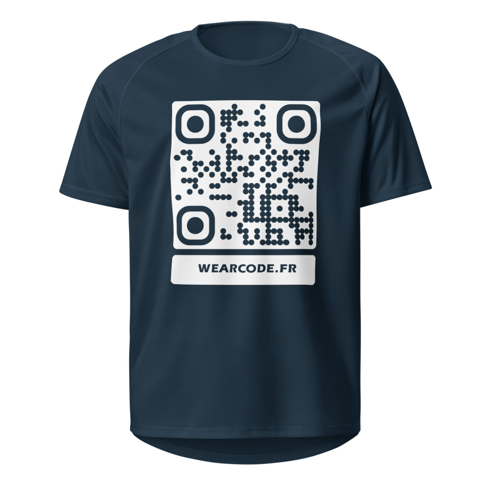Maillot sport QR code personnalisé — performance équipe — Marine Français