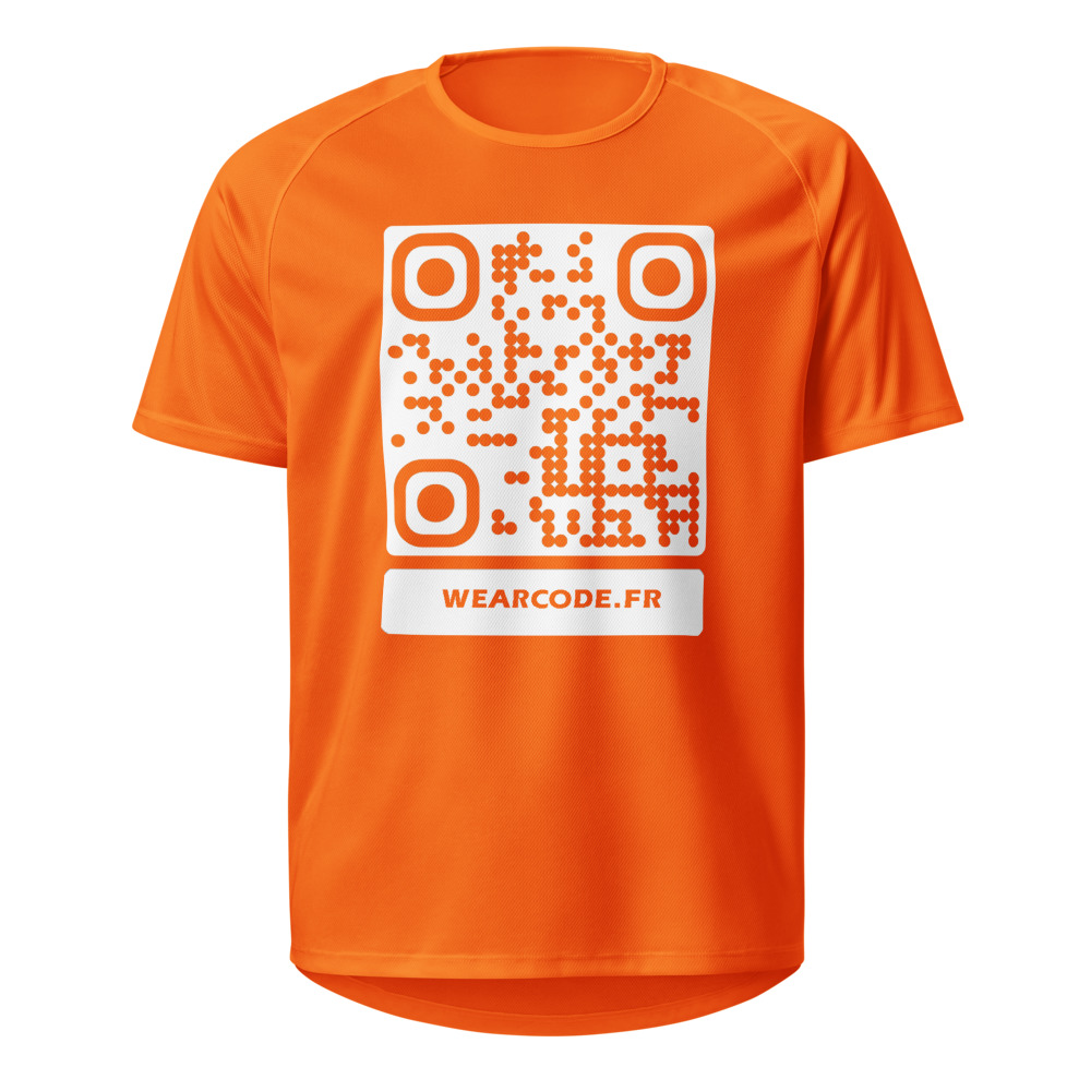 Maillot sport QR code personnalisé — performance équipe — Orange Fluo