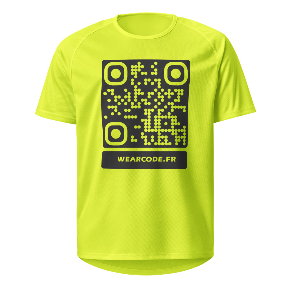 Maillot sport QR code personnalisé — performance équipe — Jaune Fluo