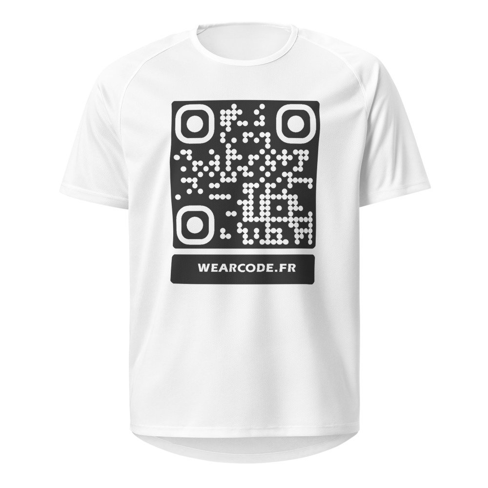 Maillot sport QR code personnalisé — performance équipe — Blanc