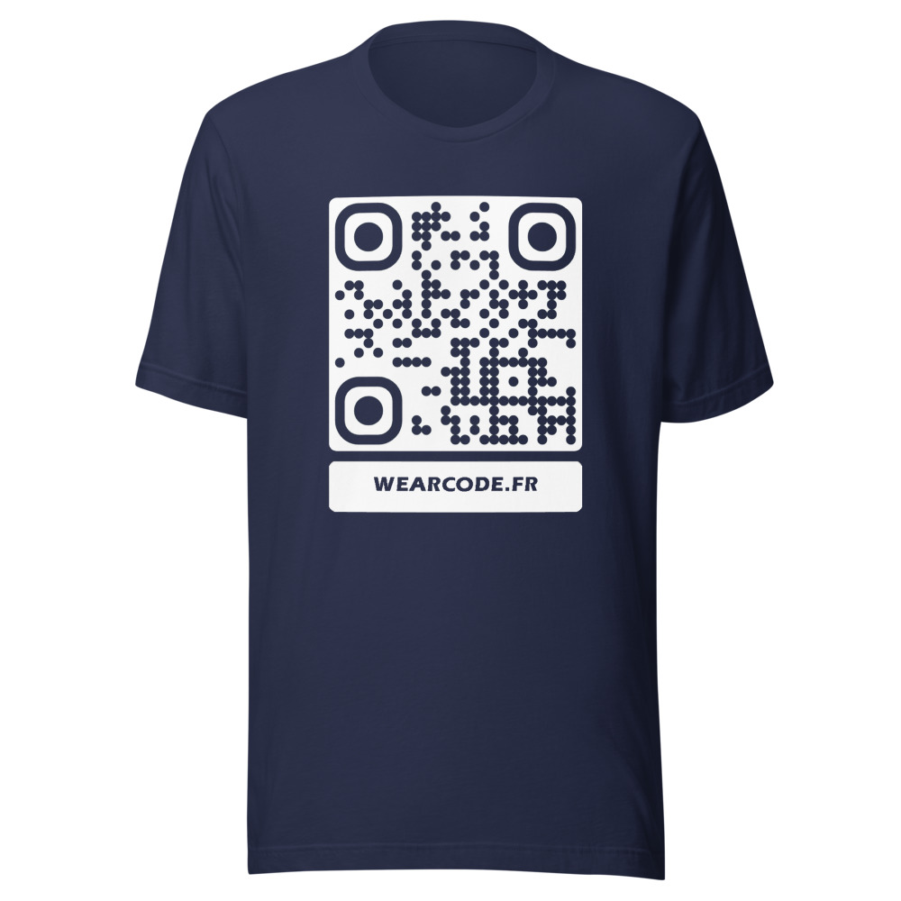 T-shirt QR code personnalisé écologique — coton recyclé éco-responsable — Marine