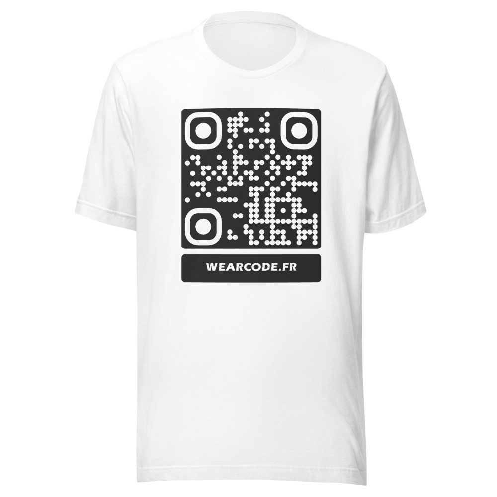 T-shirt QR code personnalisé écologique — coton recyclé éco-responsable — Blanc