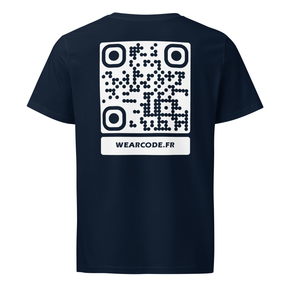 T-shirt QR code personnalisé bio classique — qualité artisanale durable — Marine Français