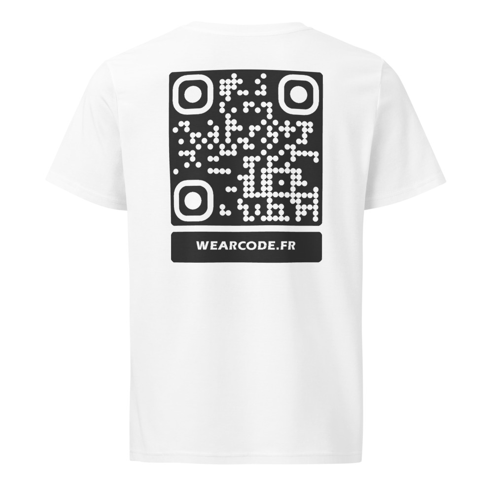 T-shirt QR code personnalisé bio classique — qualité artisanale durable — Noir / Blanc / Blanc