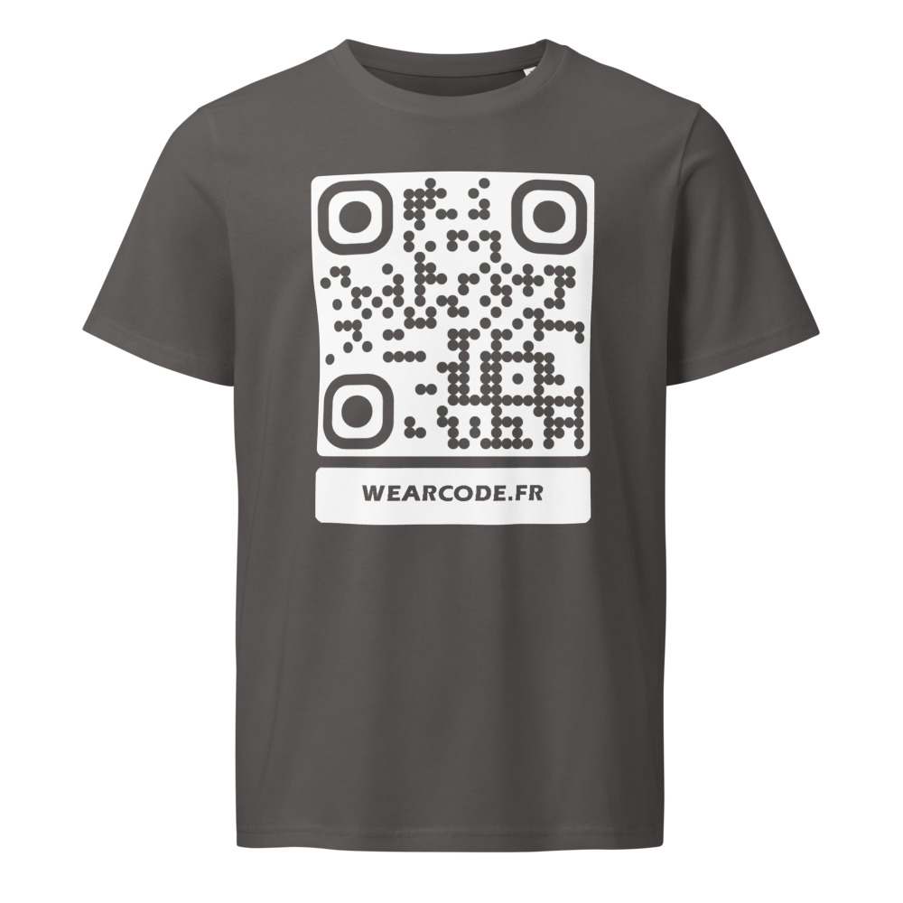 T-shirt QR code personnalisé bio classique — qualité artisanale durable — Anthracite