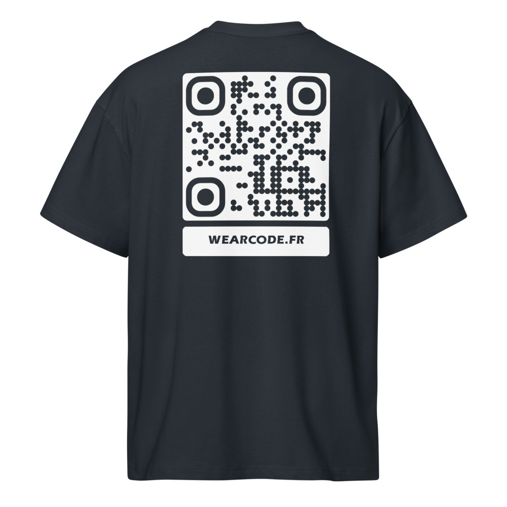 T-shirt boxy QR code personnalisé homme — coupe carrée 90s