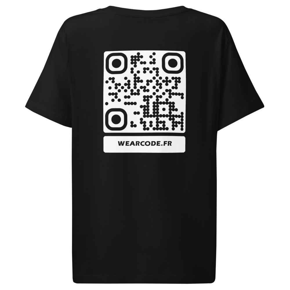 T-shirt QR code femme col côtelé bio — coupe ajustée flatteuse – Noir
