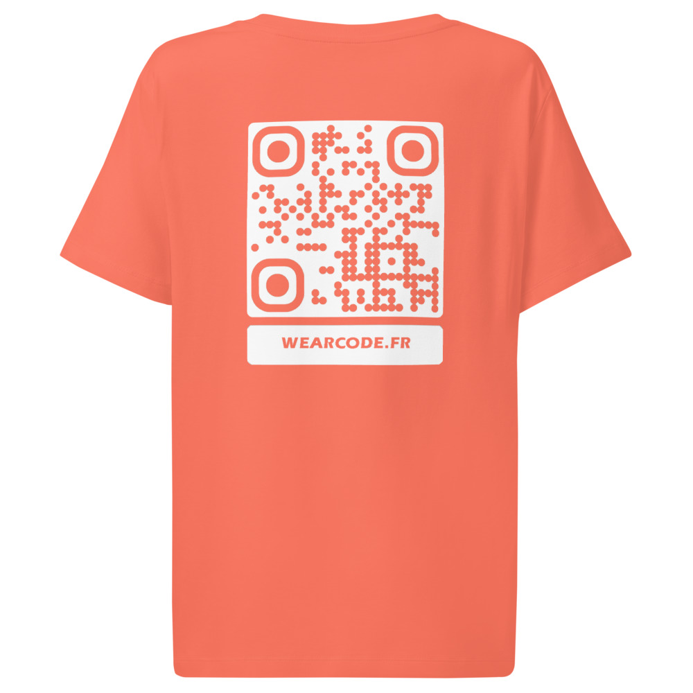 T-shirt QR code femme col côtelé bio — coupe ajustée flatteuse — Fiesta