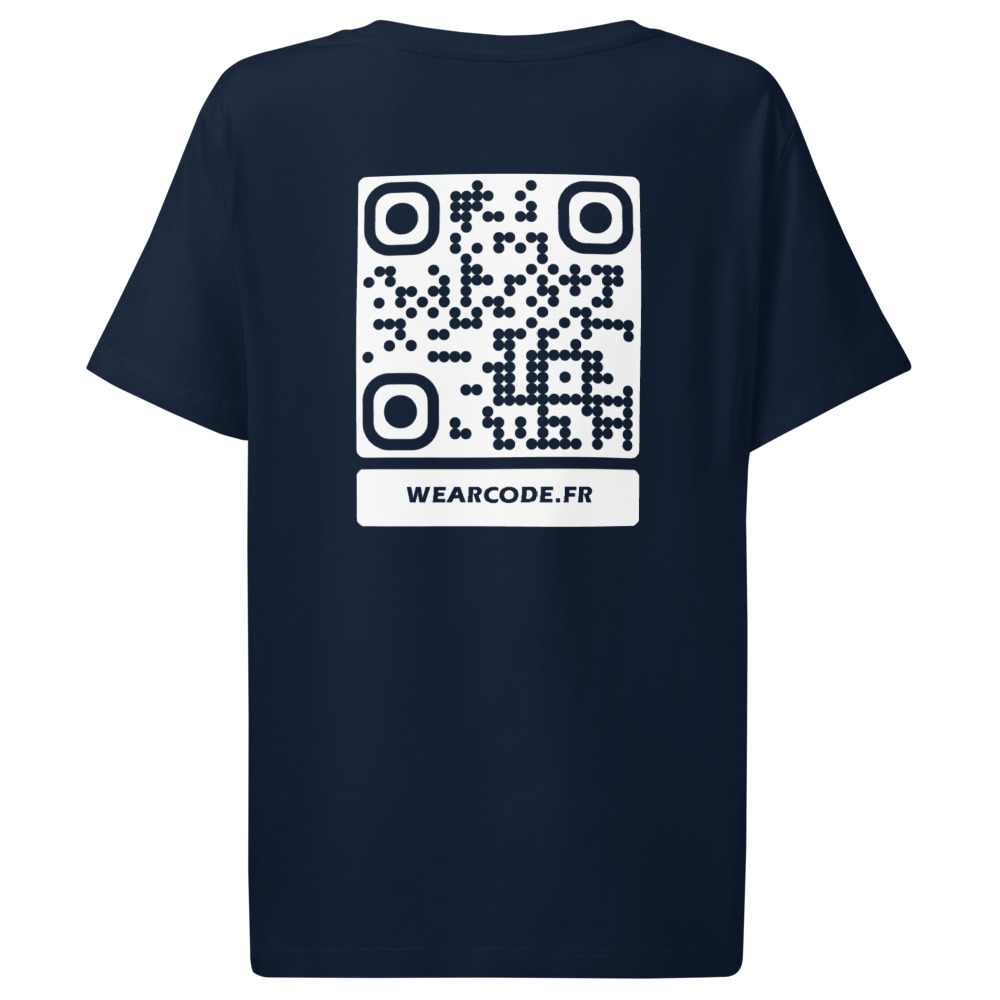 T-shirt QR code femme col côtelé bio — coupe ajustée flatteuse