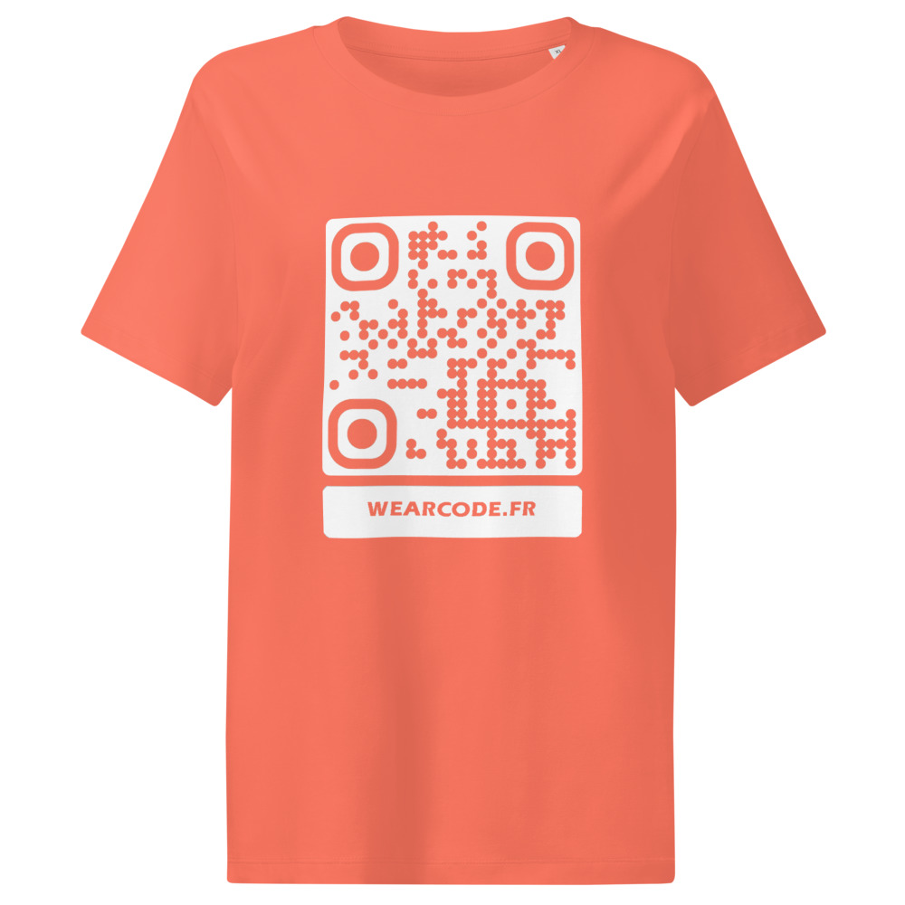 T-shirt QR code femme col côtelé bio — coupe ajustée flatteuse — Fiesta
