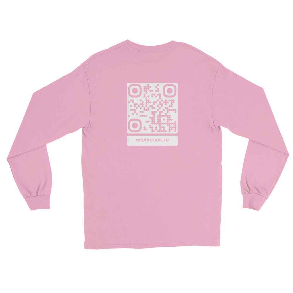 T-shirt manches longues QR code unisex — 15 couleurs jusqu'au 5XL — Rose clair