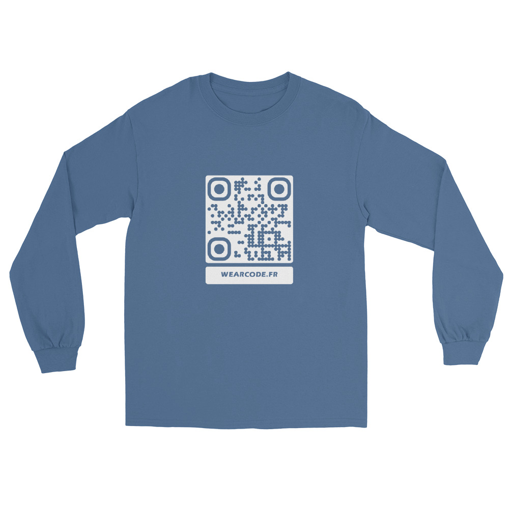 T-shirt manches longues QR code unisex — 15 couleurs jusqu'au 5XL — Bleu indigo