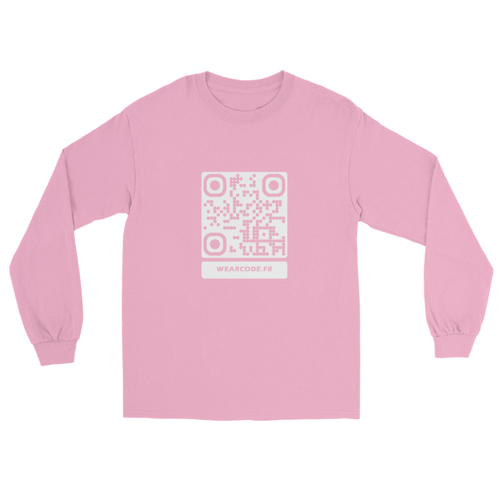 T-shirt manches longues QR code unisex — 15 couleurs jusqu'au 5XL — Rose clair