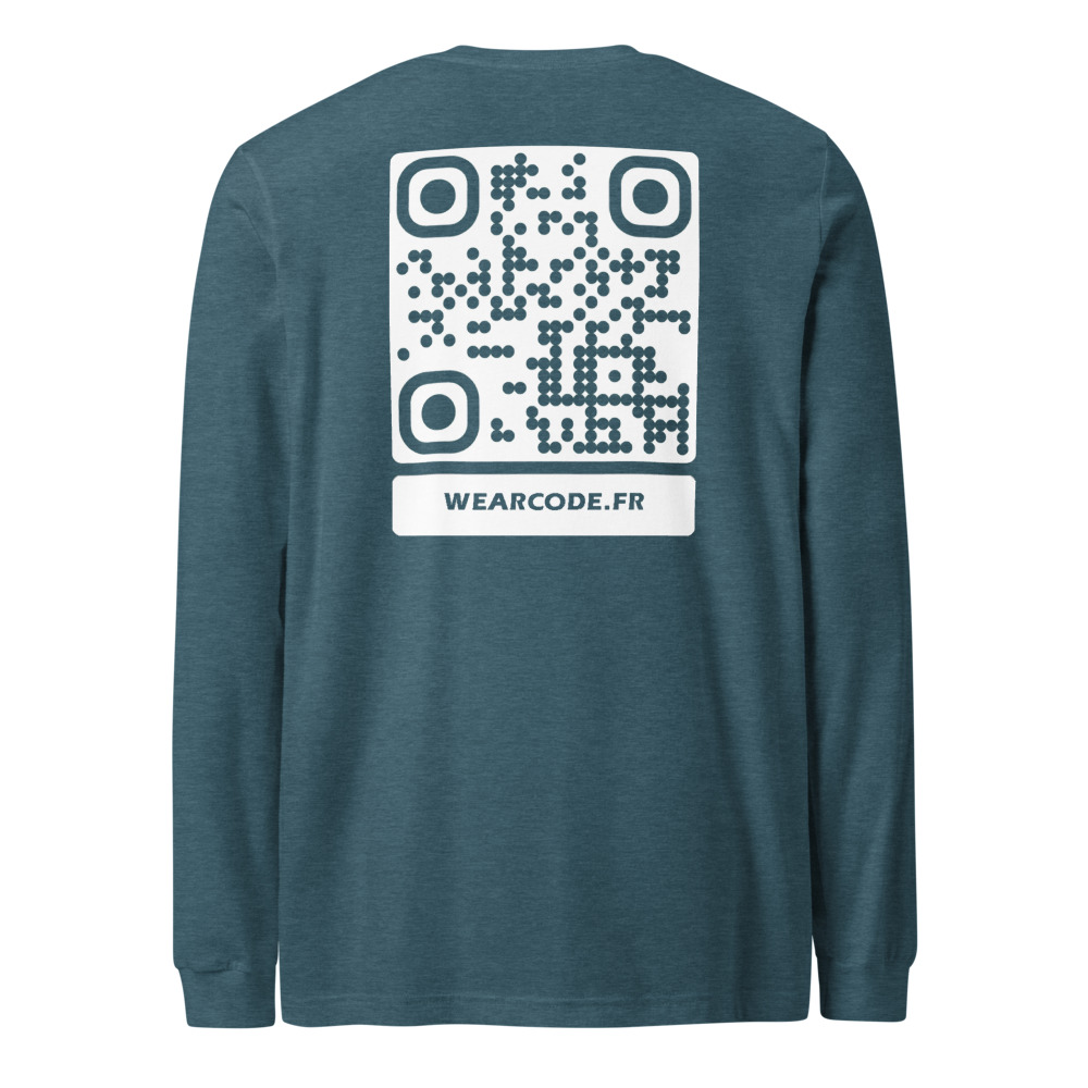 T-shirt manches longues premium QR unisex — coupe fashion 16 couleurs heather — Marine