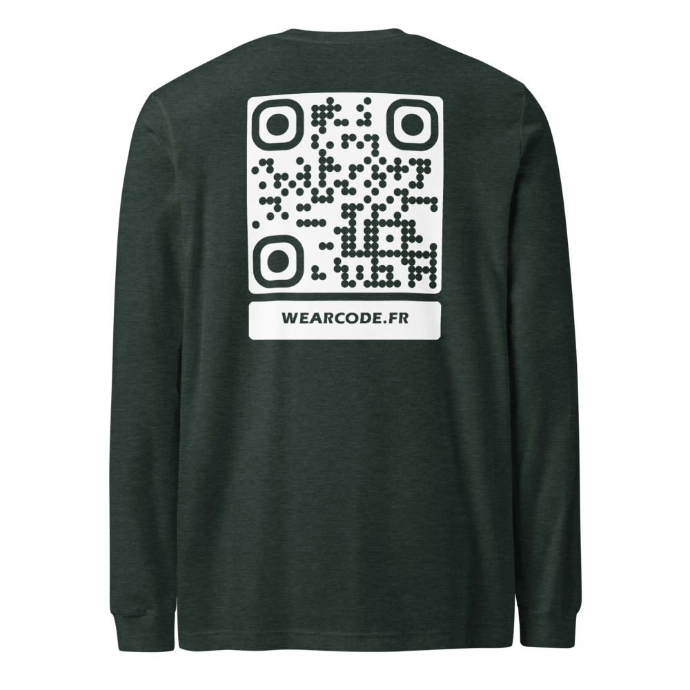 T-shirt manches longues premium QR unisex — coupe fashion 16 couleurs heather — Vert forêt chiné