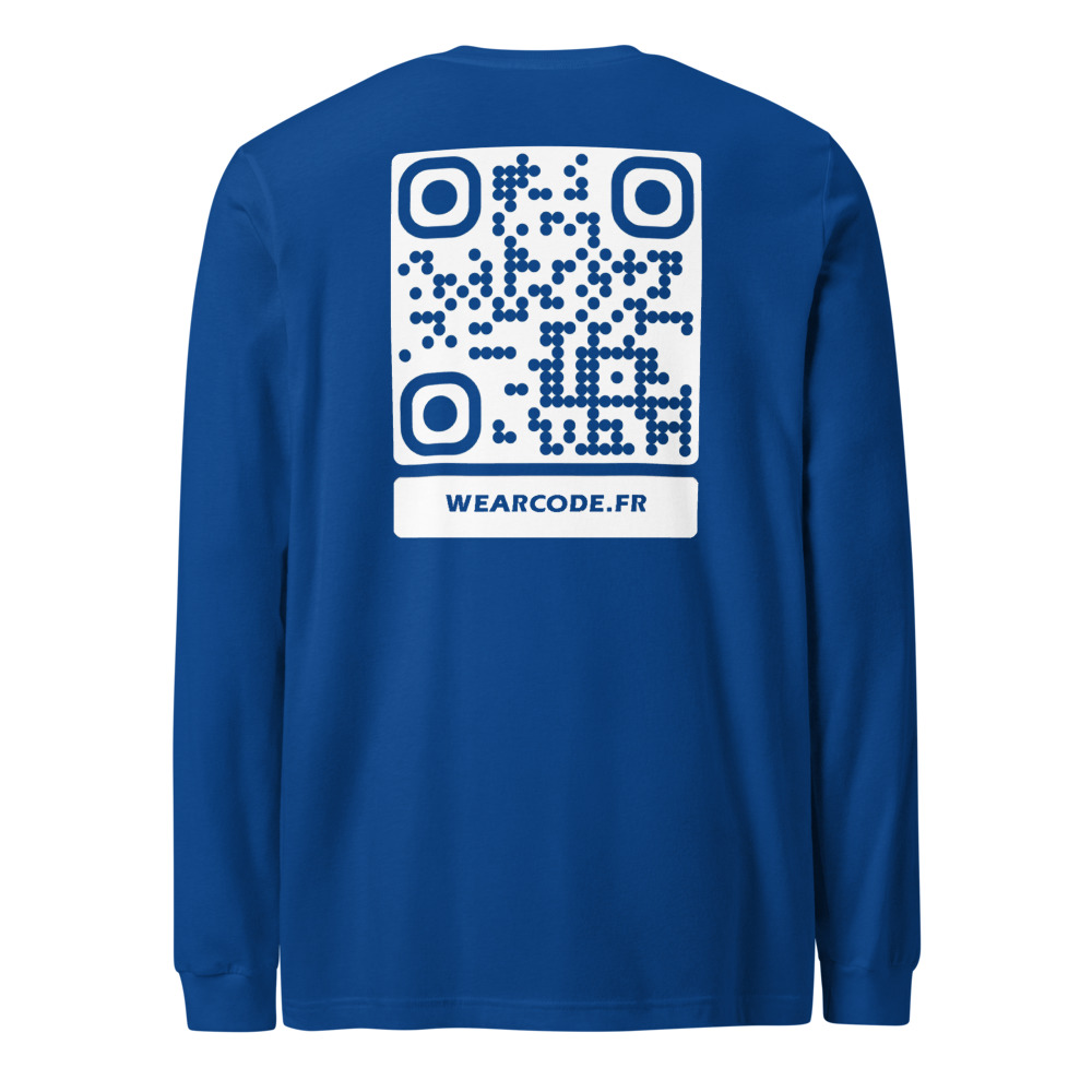 T-shirt manches longues premium QR unisex — coupe fashion 16 couleurs heather — Bleu royal vif