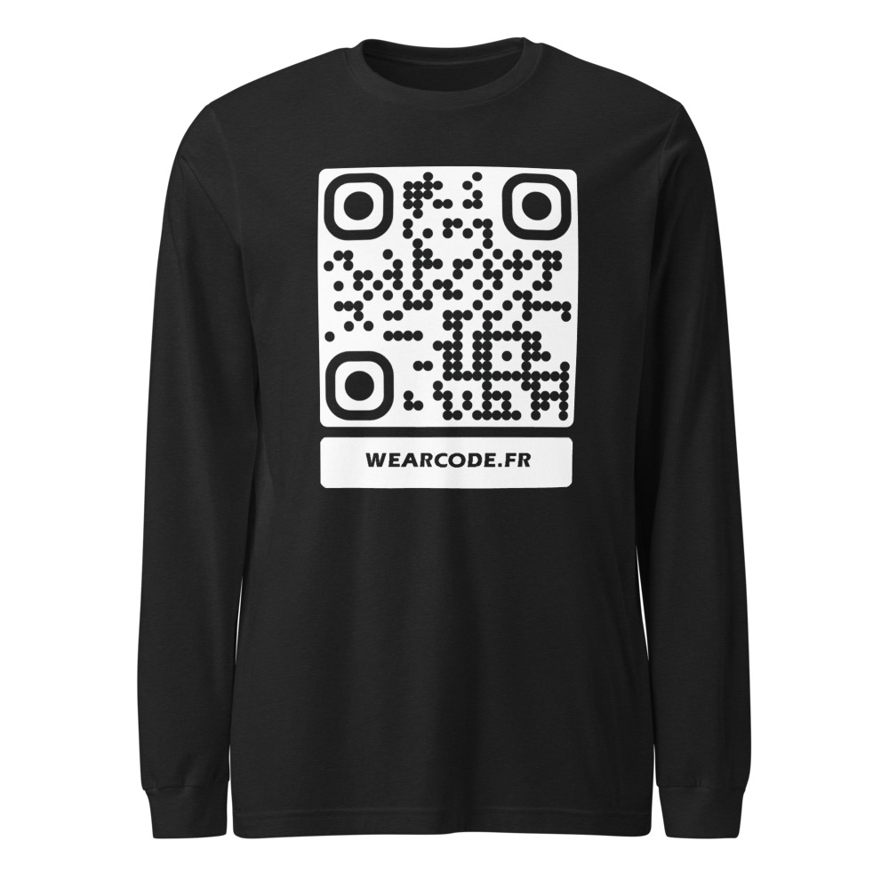 T-shirt manches longues premium QR unisex — coupe fashion 16 couleurs heather — Noir chiné