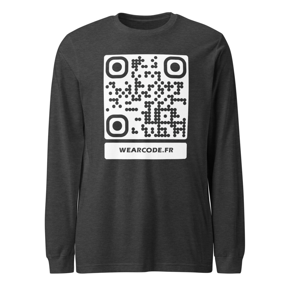 T-shirt manches longues premium QR unisex — coupe fashion 16 couleurs heather — Gris Foncé Chiné