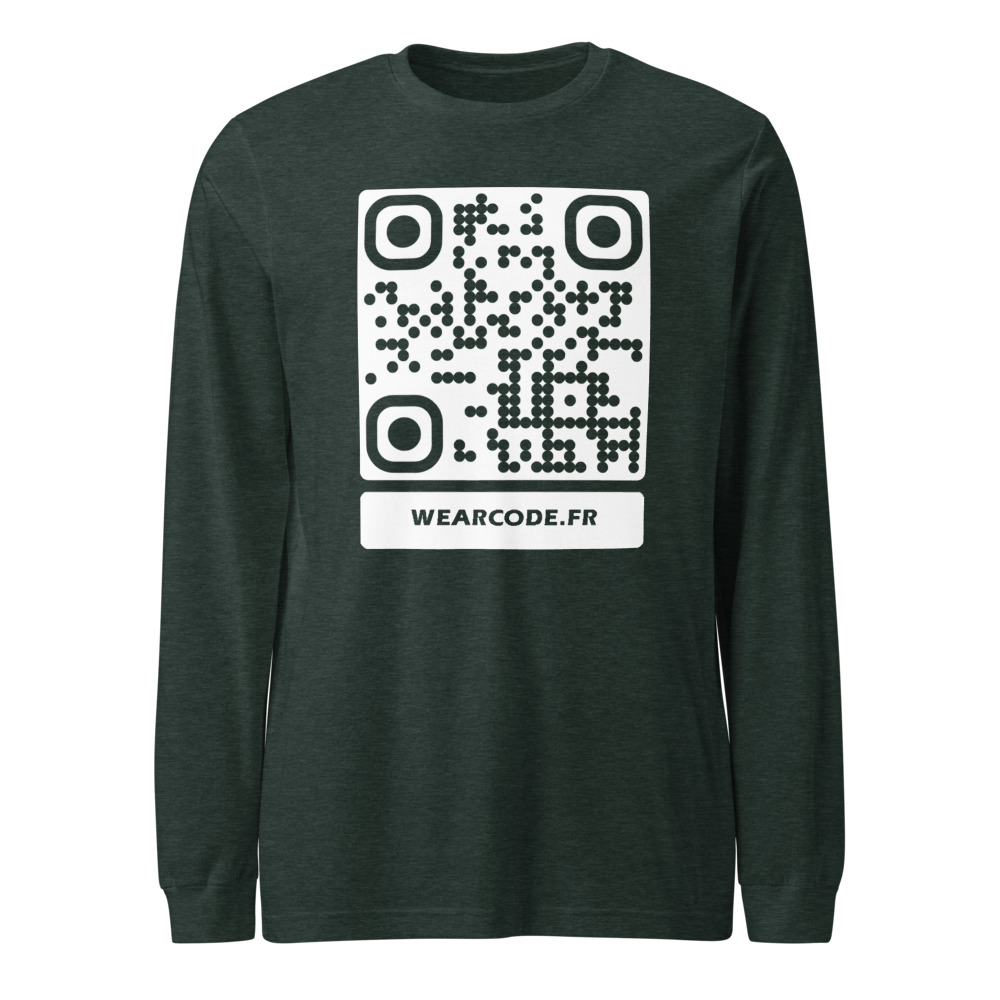 T-shirt manches longues premium QR unisex — coupe fashion 16 couleurs heather — Vert forêt chiné