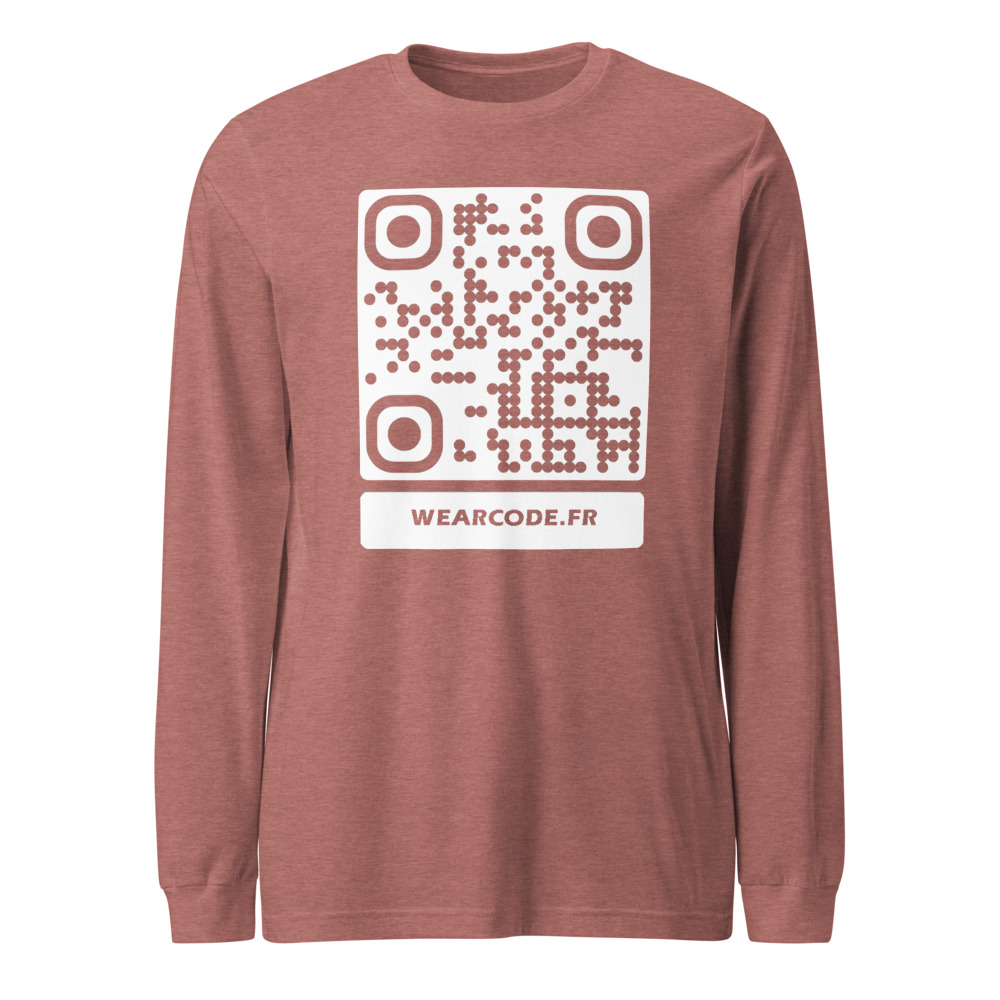 T-shirt manches longues premium QR unisex — coupe fashion 16 couleurs heather — Mauve chiné