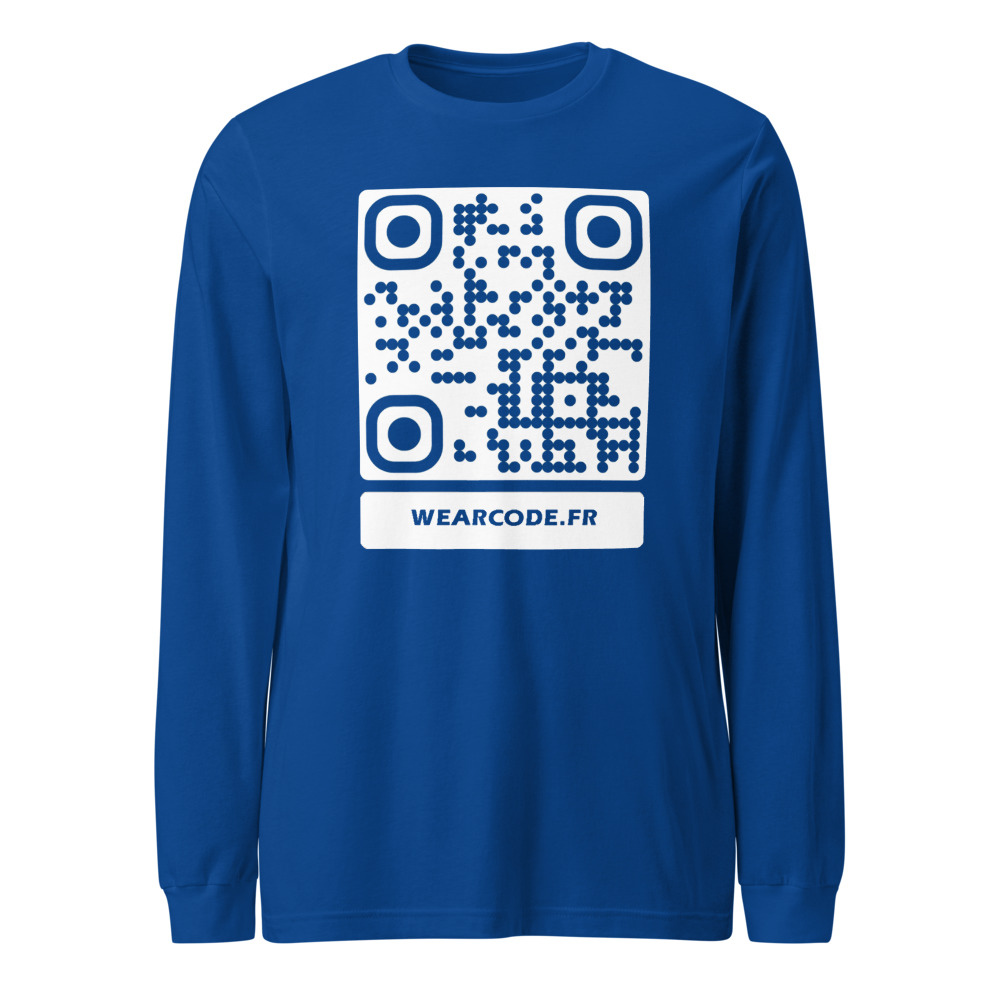 T-shirt manches longues premium QR unisex — coupe fashion 16 couleurs heather — Bleu royal vif