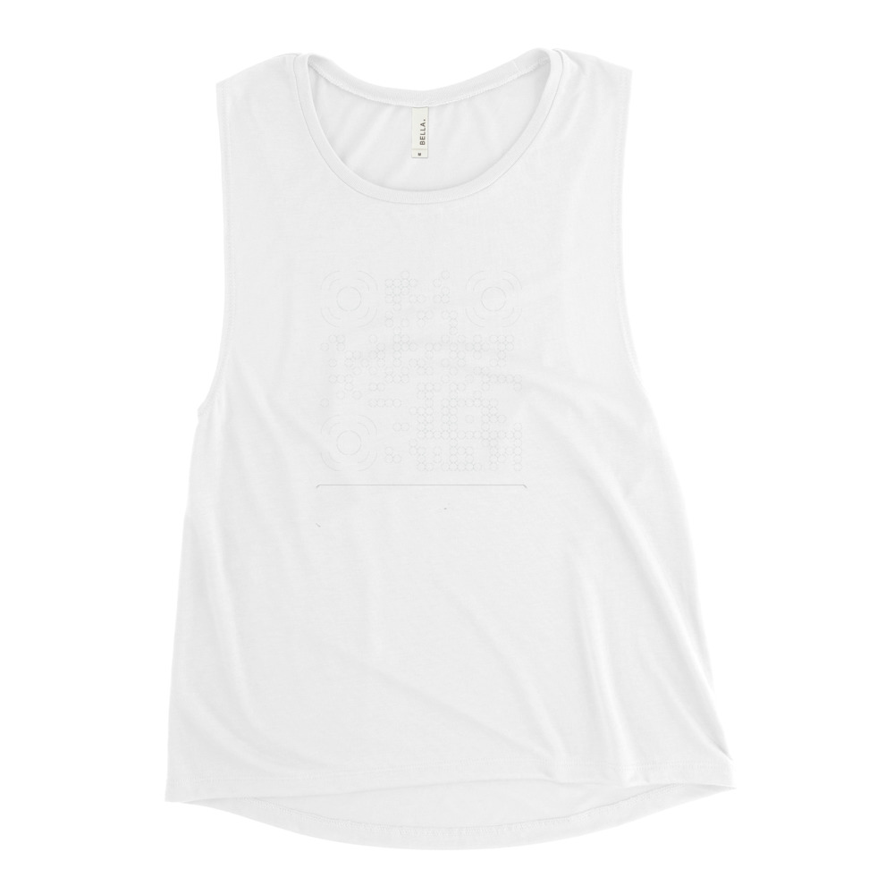 Débardeur flowy QR femme blanc — coupe slim minimaliste — Blanc