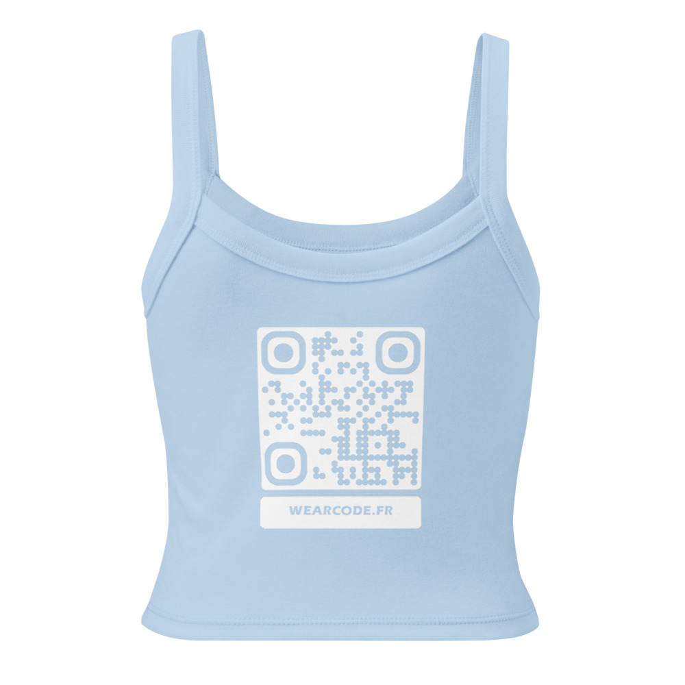 Débardeur côtelé QR femme — coupe ajustée stretch yoga athletic — Bleu bébé uni mélangé