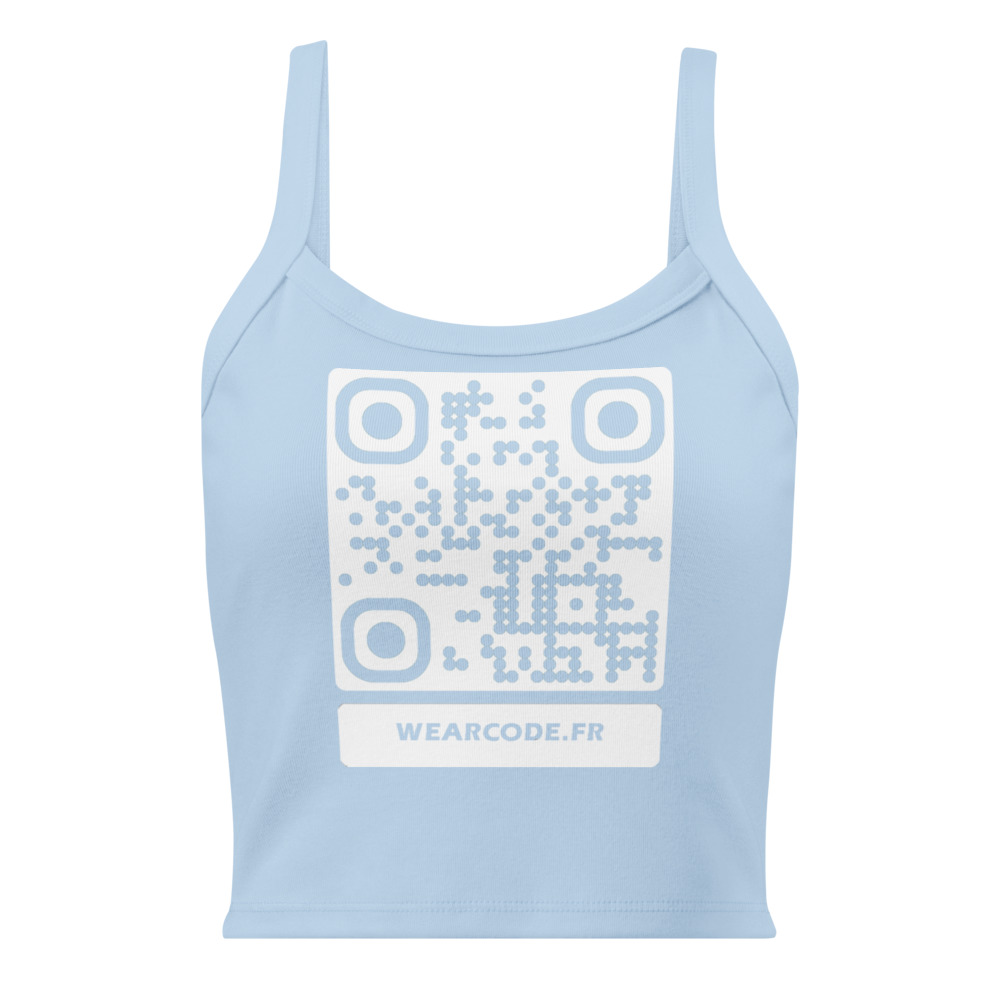Débardeur côtelé QR femme — coupe ajustée stretch yoga athletic — Bleu bébé uni mélangé