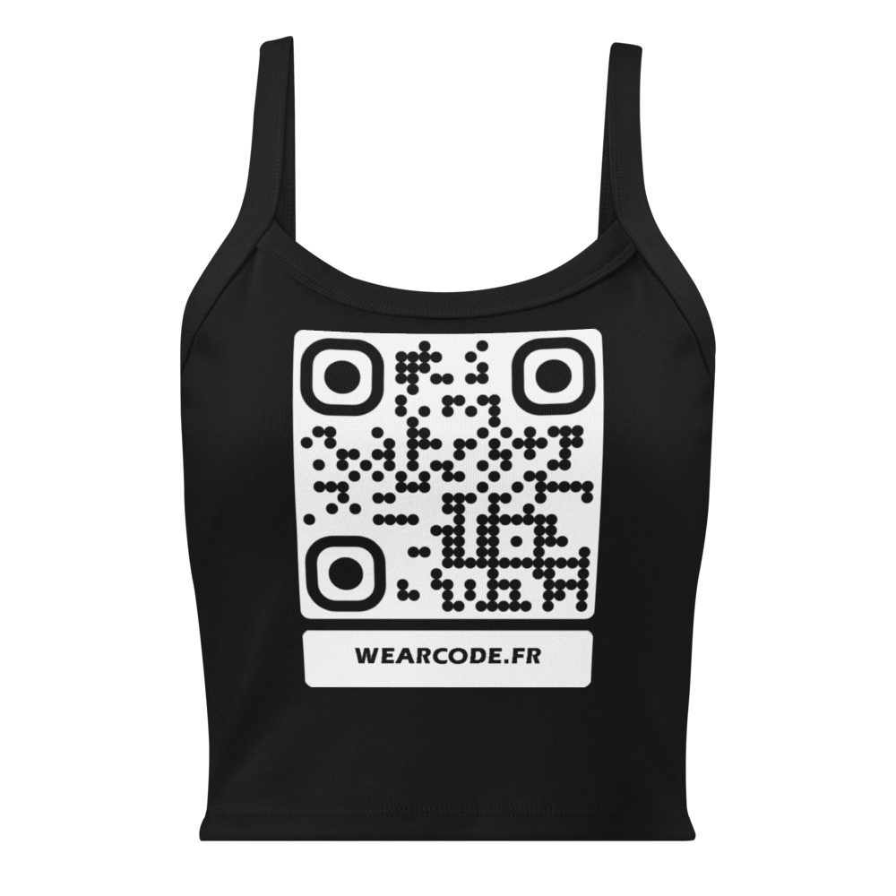 Débardeur côtelé QR femme — coupe ajustée stretch yoga athletic — Noir uni mélangé