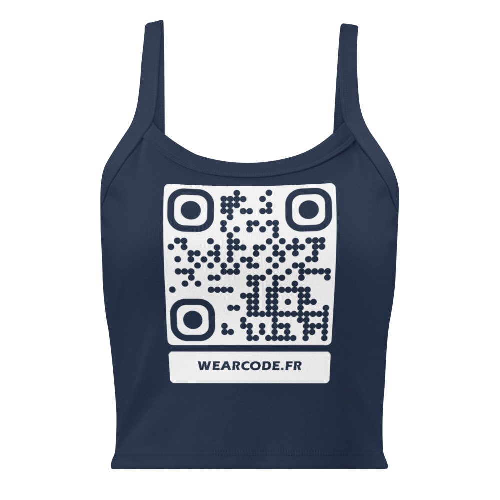 Débardeur côtelé QR femme — coupe ajustée stretch yoga athletic — Marine uni mélangé