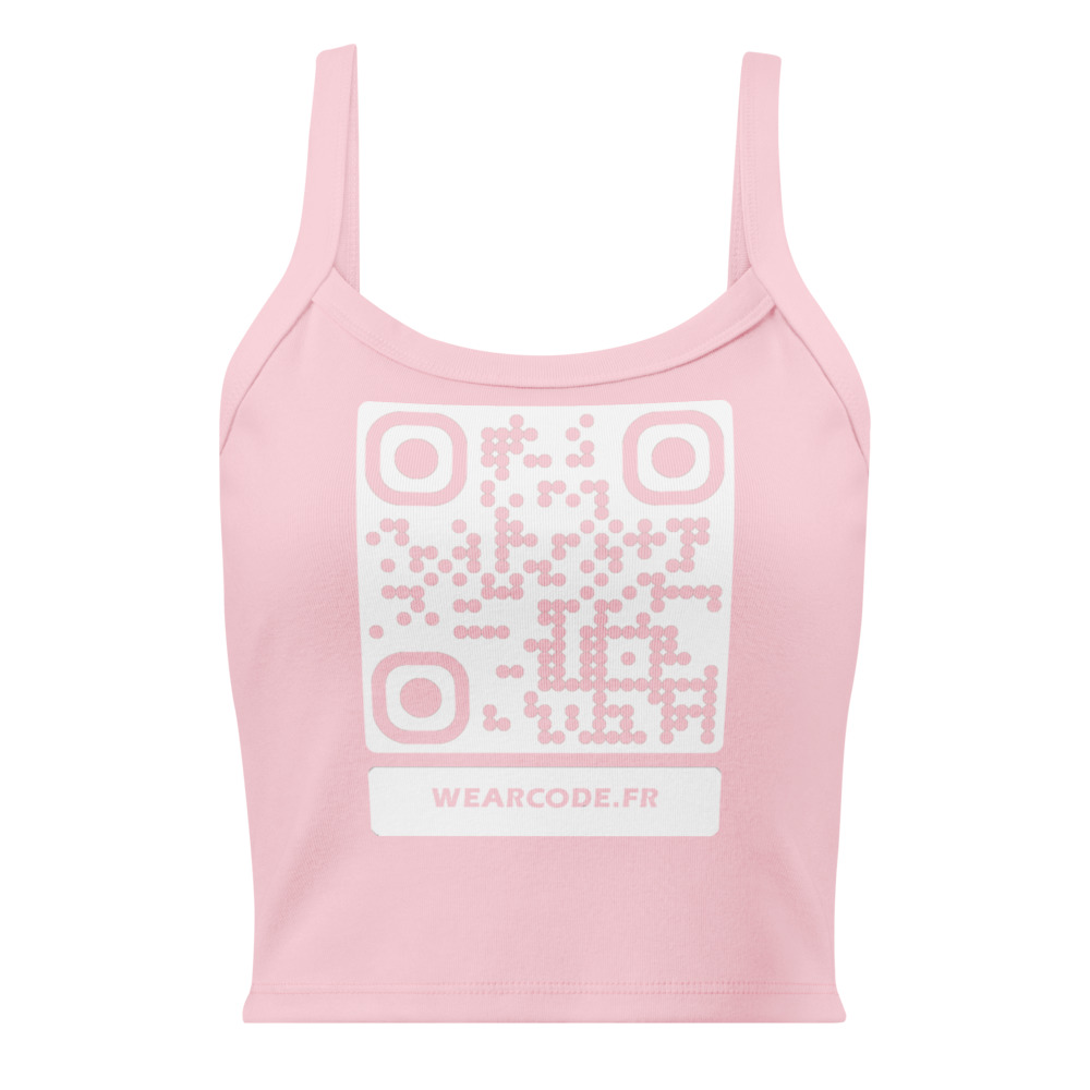Débardeur côtelé QR femme — coupe ajustée stretch yoga athletic — Rose uni mélangé